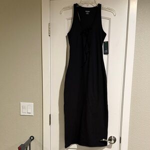 wild fable Black Sleeveless Tie-Front Maxi Dress